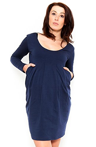 Mija – 2 in1 Umstandskleid & Kleid / Elegantes Schwangerschaftskleid 9066 (L/XL – EU40/42, Blau) - 3