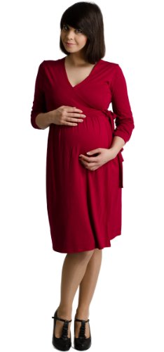 Mija – Umstandskleid / Elegentes Kleid / Shirtkleid / Stillkleid Schwangerschaftskleid 3062 (M / L / XL, Wine Rot) - 2
