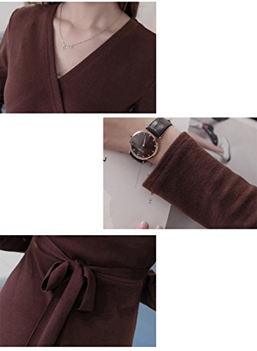 E Support™ Damen Umstandskleid Langarm Festlicher Stretchkleid V-Ausschnitt A-Linie Cocktailkleid für Schwangere - 