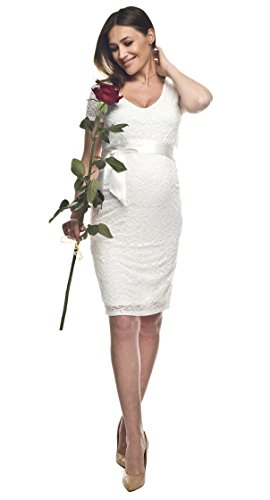 Elegantes und bequemes Umstandskleid, Brautkleid, Hochzeitskleid für Schwangere Modell: Lace, weiss/creme, M - 4